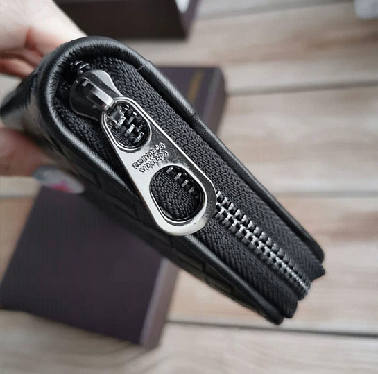 Портмоне с молнией Bottega Veneta - Black 22x11,5 см