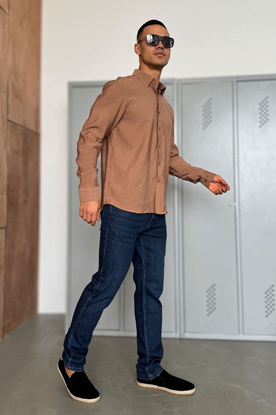 Мужская рубашка Hermes H embroidered - Brown