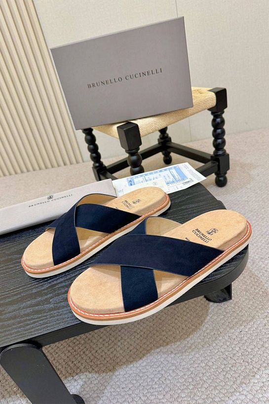 Замшевые шлёпанцы Brunello Cucinelli Crossover