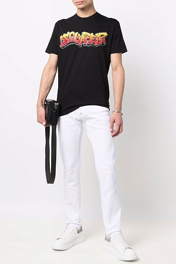 Мужская чёрная футболка Dsquared2 logo-print   