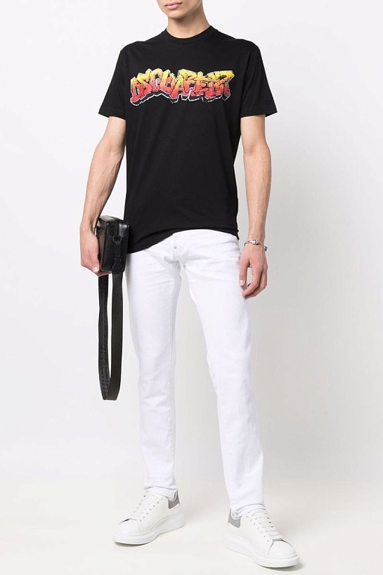 Мужская чёрная футболка Dsquared2 logo-print