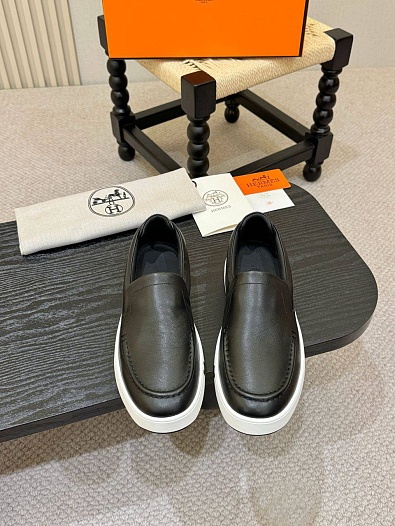 Мужские кожаные слипоны Hermes Kiddy - Grey   