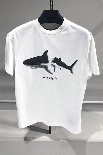 Белая оверсайз футболка Palm Angels Shark   