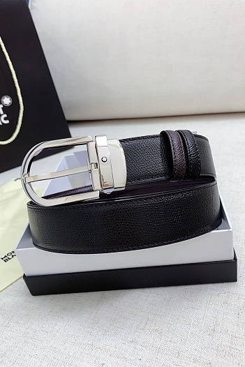 Двусторонний кожаный ремень Montblanc Premium (ширина 3.4 см)   