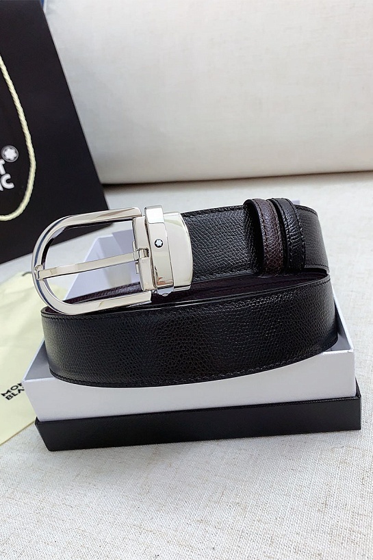 Двусторонний кожаный ремень Montblanc Premium (ширина 3.4 см)