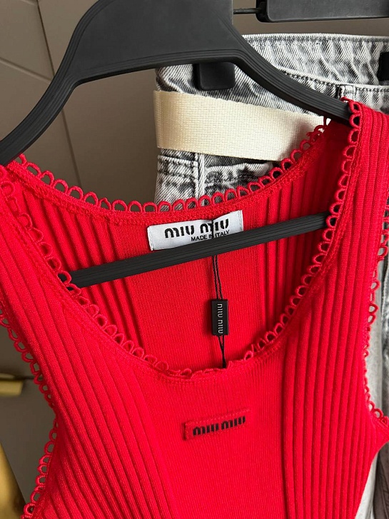 Женская красная майка MIU MIU premium