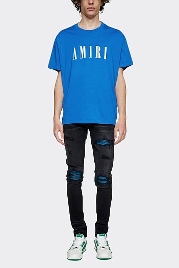 Футболка синего цвета Amiri core logo   