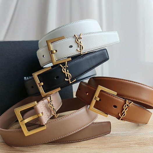 Кожаный ремень Yves Saint Laurent (ширина 3 см)   