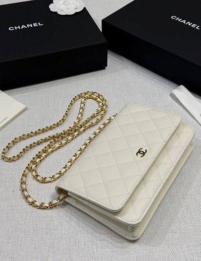 Кожаная сумка Chanel Wallet on Chain premium 19x12x4 см   