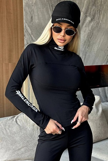 Женский чёрный лонгслив Balenciaga   