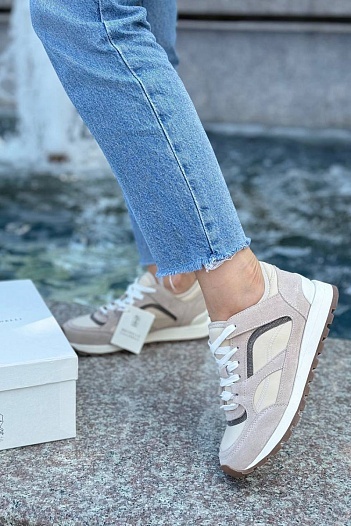 Женские замшевые кроссовки Brunello Cucinelli - Beige   