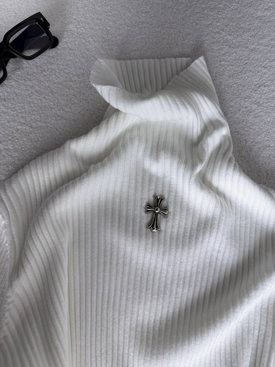 Белая женская водолазка Chrome Hearts premium