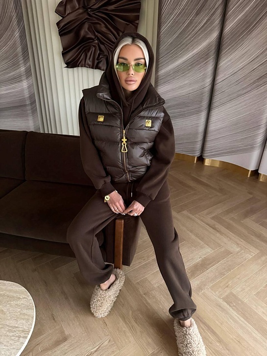 Женский костюм тройка на флисе Schiaparelli Premium - Brown