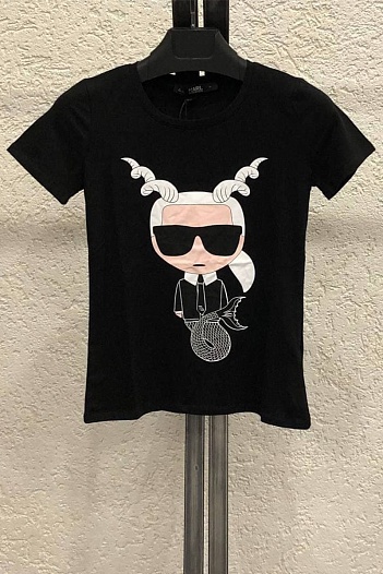 Женская чёрная футболка Karl Lagerfeld "Capricorn"   