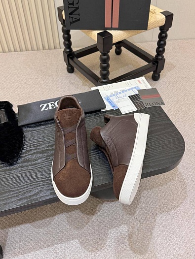 Кроссовки с мехом Ermenegildo Zegna Triple Stitch high-top   