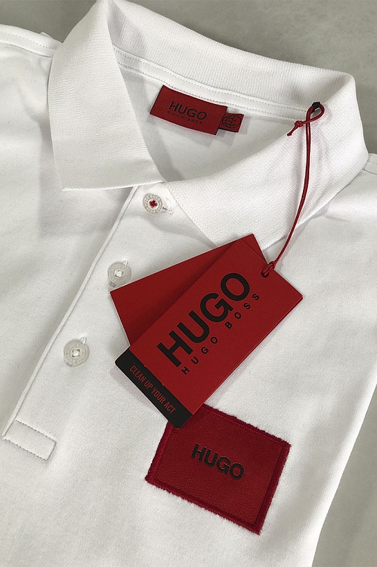 Белое мужское поло Hugo Boss