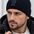 Мужская брендовая шапка Moncler тёмно-синего цвета
