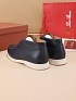 Кожаные лоферы с меховой стелькой Loro Piana Open Walk - Navy