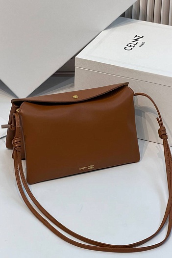 Кожаная сумка Celine Trio Flap premium 22.5x13x3.5 см   