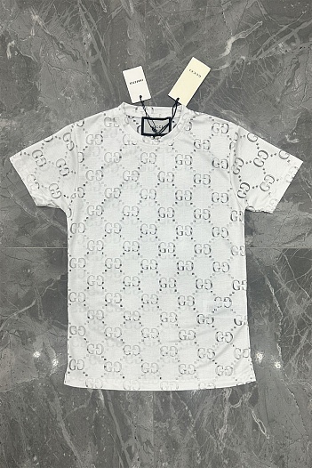 Мужская белая футболка Gucci GG Logo All-over   