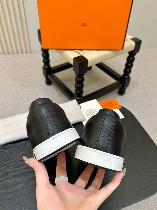 Мужские кожаные слипоны Hermes Kiddy - Grey