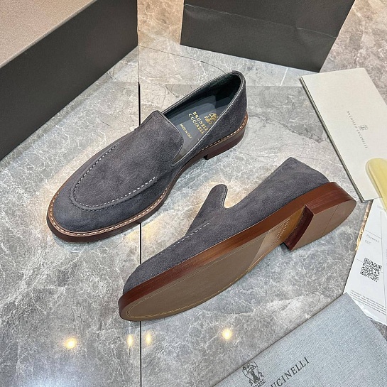Замшевые лоферы Brunello Cucinelli - Dark Grey