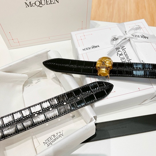 Кожаный ремень Alexander McQueen Skull Premium (ширина 3.5 см)