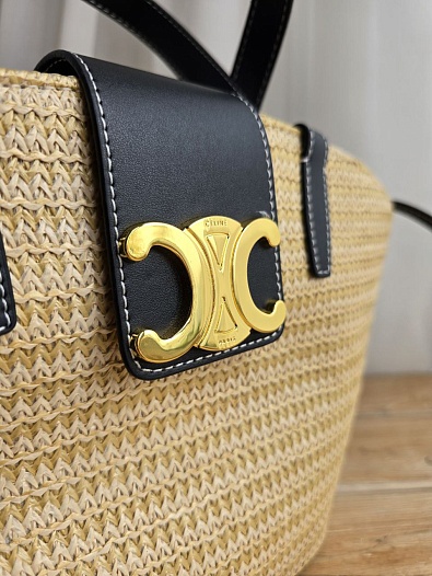 Плетёная сумка с кожаной отделкой Celine 30x18 см   