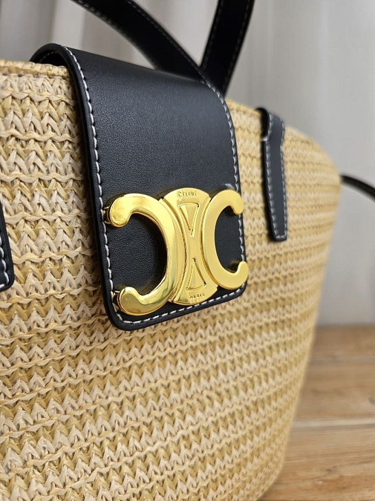 Плетёная сумка с кожаной отделкой Celine 30x18 см