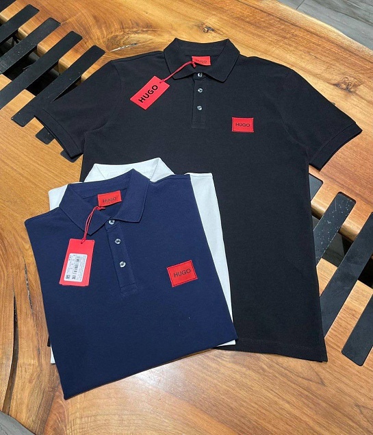 Поло тёмно-синего цвета Hugo Boss logo-patch