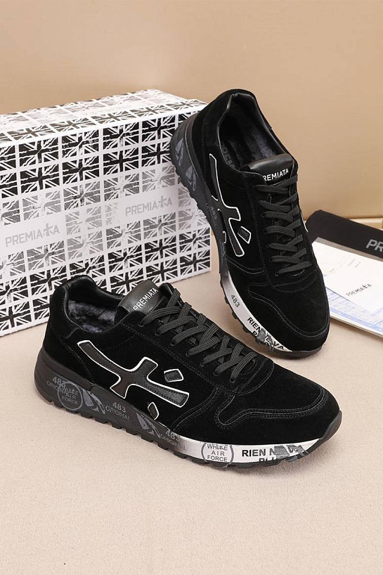 Замшевые кроссовки с мехом Premiata low-top - Black