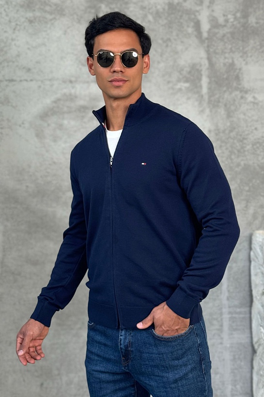 Кофта на молнии Tommy Hilfiger flag embroidery - Navy