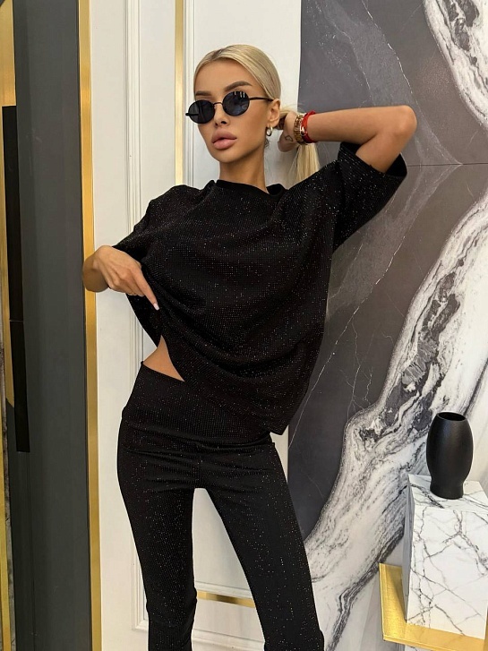 Женский костюм со стразами Balenciaga Premium - Black