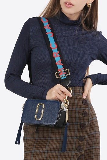 Кожаная сумка Marc Jacobs The Snapshot Blue Sea Multi 19x11 см   