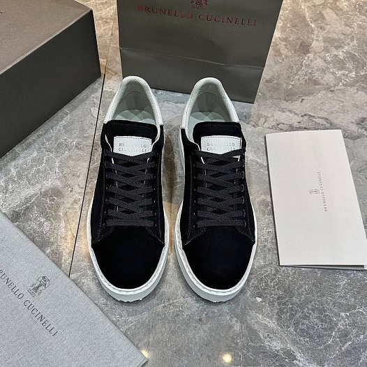 Мужские кроссовки Brunello Cucinelli nubuck calfskin - Black   