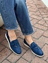Женские замшевые лоферы Loro Piana Open Walk - Navy