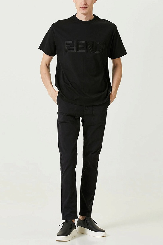 Чёрная футболка Fendi logo-embroidered