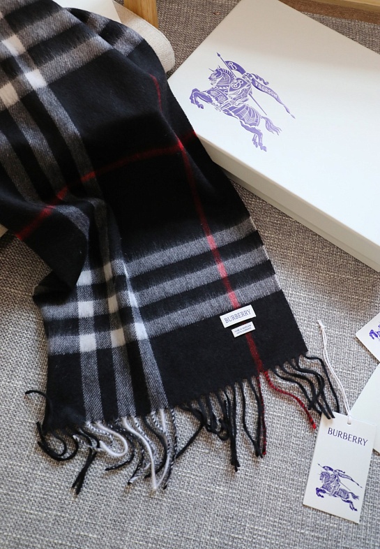 Шарф Burberry two-tone Check premium 168x30 см - Black