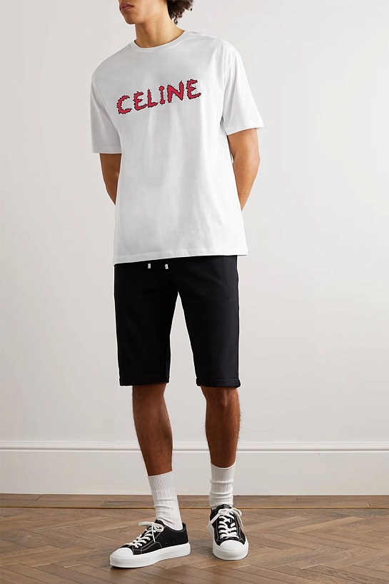Мужская белая футболка Celine logo-print