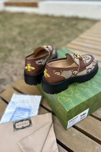 Женские лоферы Gucci Horsebit - Brown   