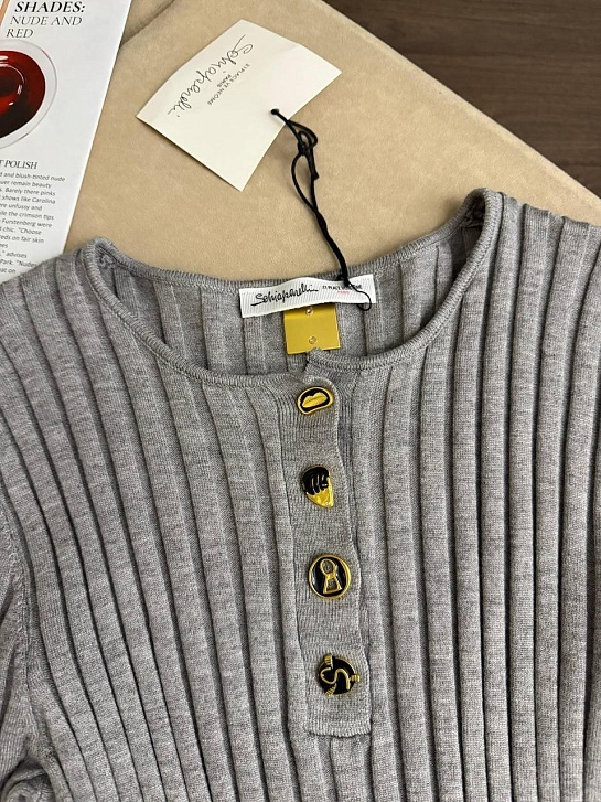 Женский трикотажный лонгслив Schiaparelli premium - Grey