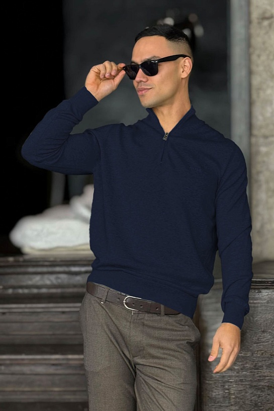 Мужской джемпер Hugo Boss quarter zip - Navy