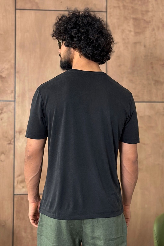 Мужская чёрная футболка Loro Piana logo-embroidered