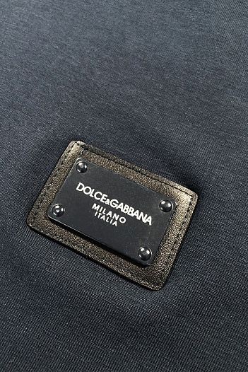 Тёмно-синяя мужская футболка Dolce&Gabbana logo-plaque   