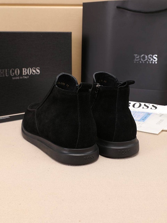 Замшевые лоферы с мехом Hugo Boss high-top - Black