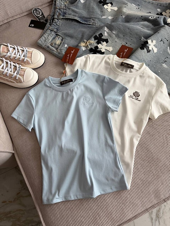 Женская голубая футболка Loro Piana premium