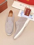 Замшевые лоферы с меховой стелькой Loro Piana Open Walk - Grey