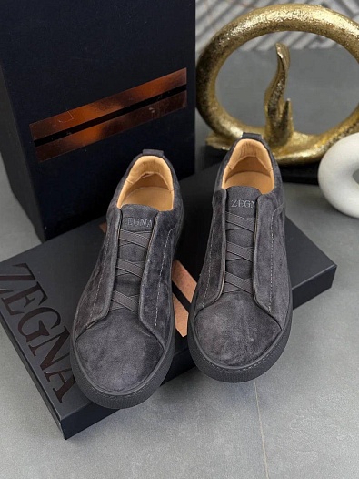 Замшевые кроссовки Zegna Triple Stitch   