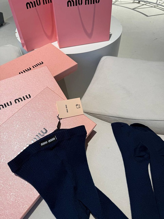 Женские кашемировые колготы MIU MIU синего цвета