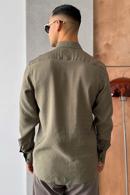 Мужская рубашка Hermes H embroidered - Khaki